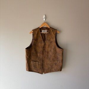 vintage 80s scully brown leather suede button front jacket vest